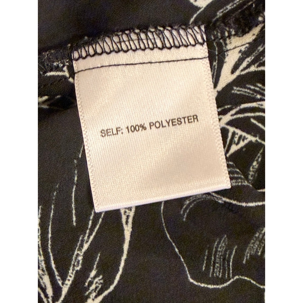 Rose + Olive Black Floral -Neck Blouse Plus 1X Short Sleeve Top Office Work - Picture 6 of 7